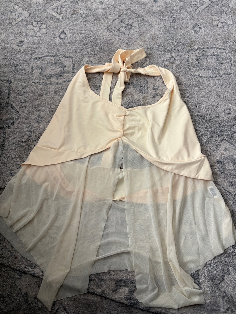 Source Unknown Cream Halter Sheer Tie-Back Top